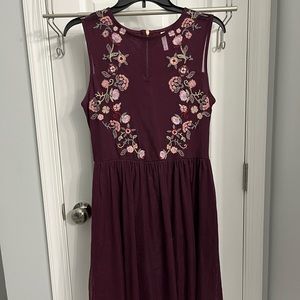 Target Maroon Dress with Embroidered Flowers